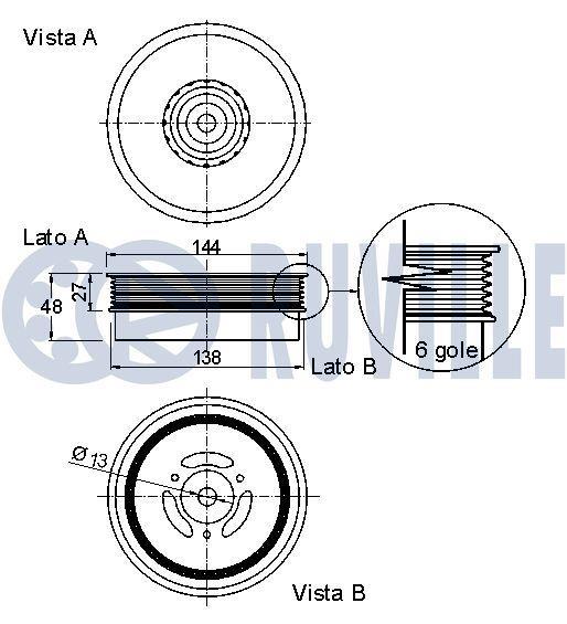 Poulie damper (Poulie de vilebrequin) RUVILLE 520229
