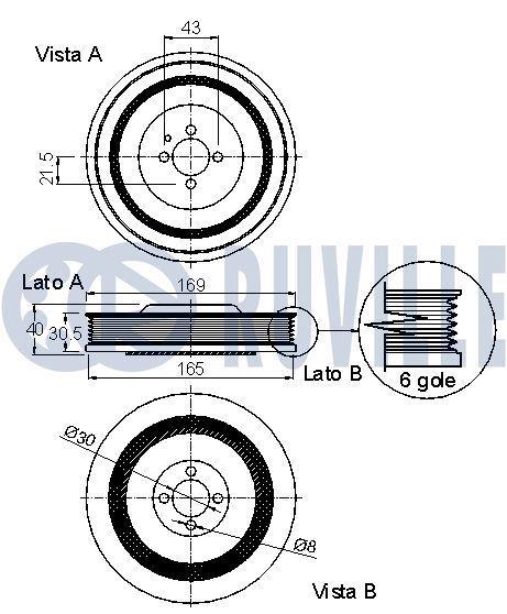 Poulie damper (Poulie de vilebrequin) RUVILLE ref. 520245