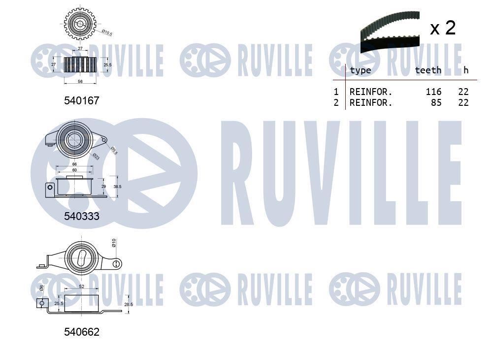 Kit de distribution (Kit courroie de distribution) RUVILLE ref. 550011