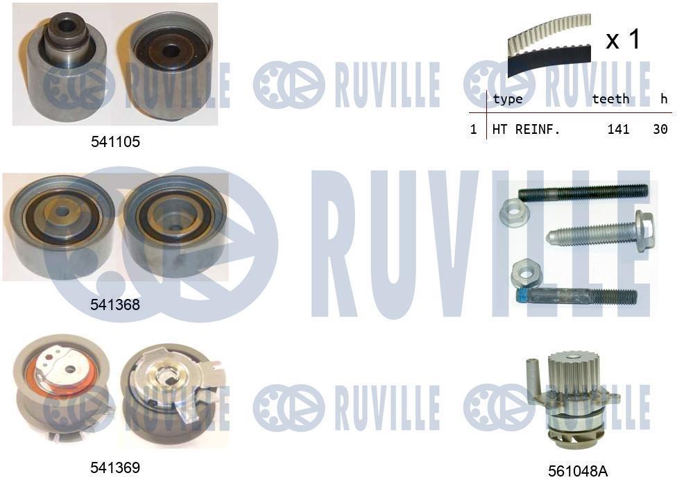 Pompe à eau + kit de courroie de distribution (Kit courroie de distribution) RUVILLE ref. 5501261