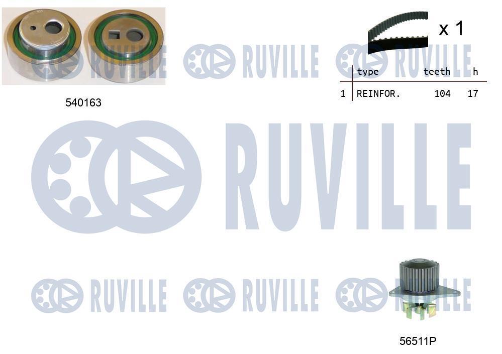 Pompe à eau + kit de courroie de distribution (Kit courroie de distribution) RUVILLE ref. 5503291