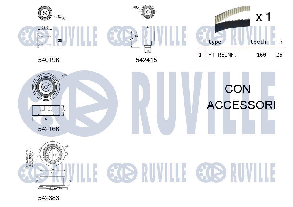 Kit de distribution (Kit courroie de distribution) RUVILLE ref. 550335