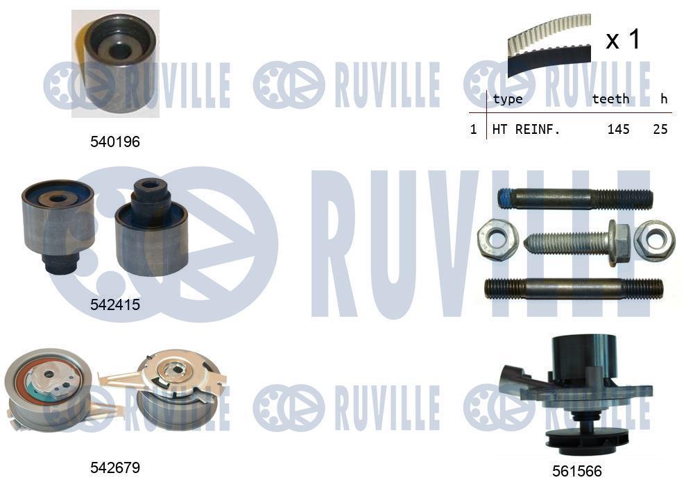 Pompe à eau + kit de courroie de distribution (Kit courroie de distribution) RUVILLE ref. 5503761