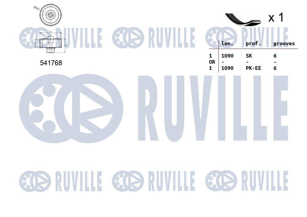 Kit de courroie d'accessoire (Courroie d’alternateur) RUVILLE 570075