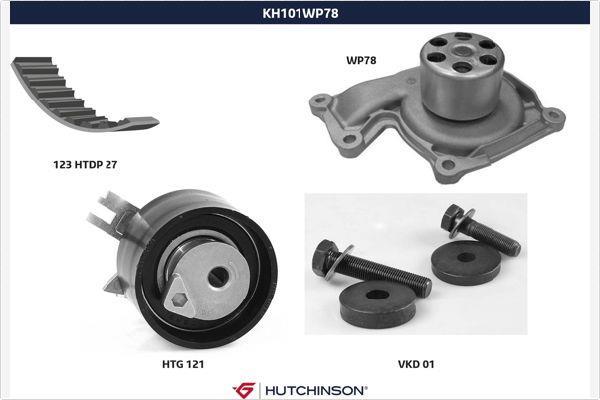 Bomba de agua + kit correa distribución HUTCHINSON ref. KH 101WP78