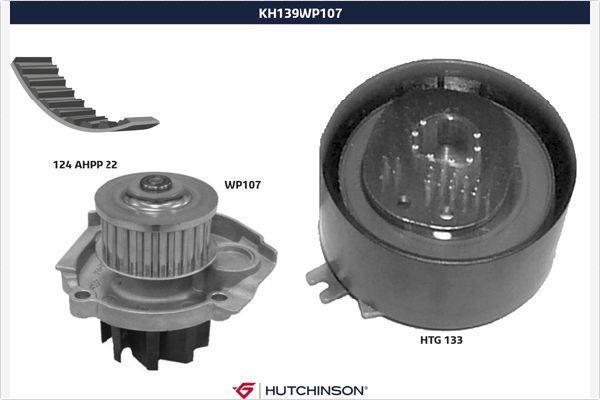 Pompe à eau + kit de courroie de distribution (Kit courroie de distribution) HUTCHINSON ref. KH 139WP107