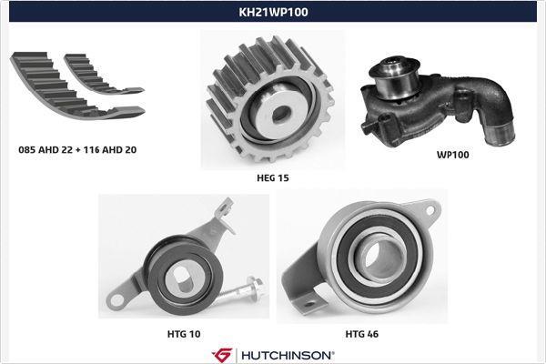 Pompe à eau + kit de courroie de distribution (Kit courroie de distribution) HUTCHINSON ref. KH 21WP100
