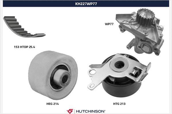 Pompe à eau + kit de courroie de distribution (Kit courroie de distribution) HUTCHINSON ref. KH 227WP77