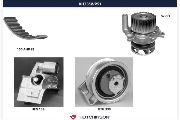 Pompe à eau + kit de courroie de distribution (Kit courroie de distribution) HUTCHINSON ref. KH 335WP51