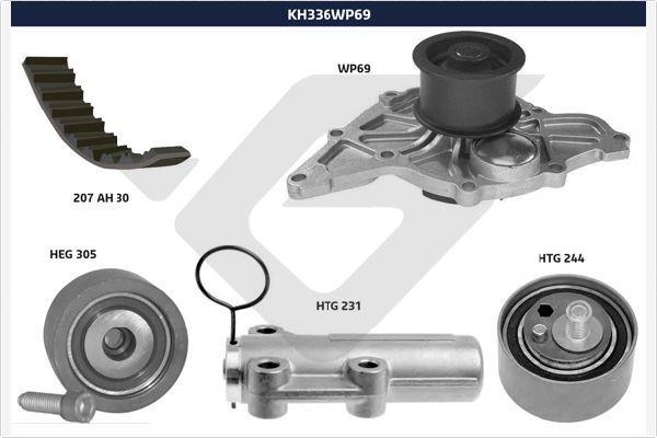 Pompe à eau + kit de courroie de distribution (Kit courroie de distribution) HUTCHINSON ref. KH 336WP69