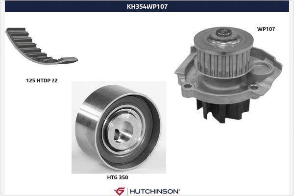 Pompe à eau + kit de courroie de distribution (Kit courroie de distribution) HUTCHINSON ref. KH 354WP107
