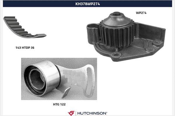 Pompe à eau + kit de courroie de distribution (Kit courroie de distribution) HUTCHINSON ref. KH 378WP274