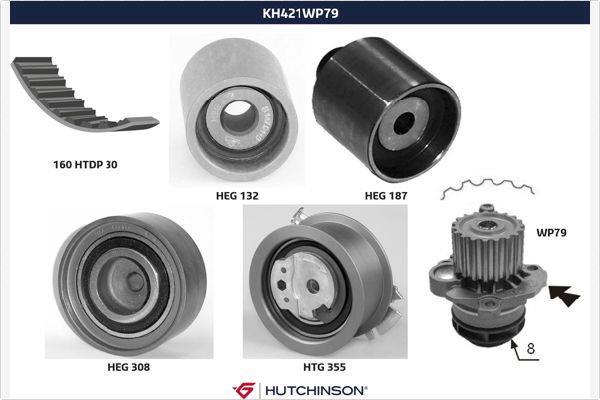 Bomba de agua + kit correa distribución HUTCHINSON ref. KH 421WP79