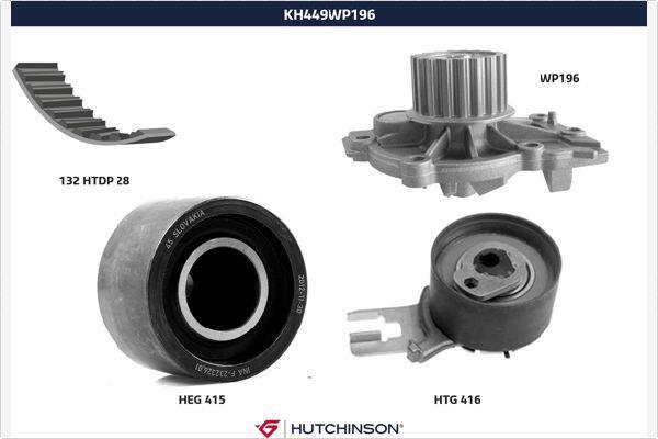 Pompe à eau + kit de courroie de distribution (Kit courroie de distribution) HUTCHINSON ref. KH 449WP196