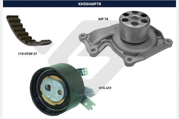 Pompe à eau + kit de courroie de distribution (Kit courroie de distribution) HUTCHINSON ref. KH 504WP78