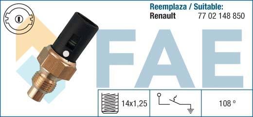 Interruptor de temperatura, testigo de líquido refrigerante FAE ref. 35740