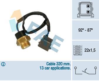 Interrupteur de température, ventilateur de radiateur FAE ref. 36730