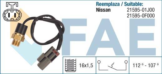 Interrupteur de température, ventilateur de radiateur FAE ref. 37780