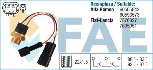 Interrupteur de température, ventilateur de radiateur FAE ref. 38270