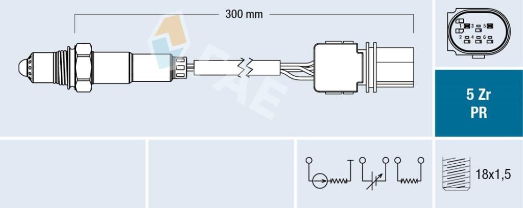Sonde lambda (Sonde à oxygène) FAE ref. 75059
