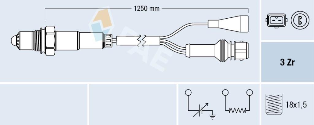 Sonde lambda (Sonde à oxygène) FAE ref. 77108