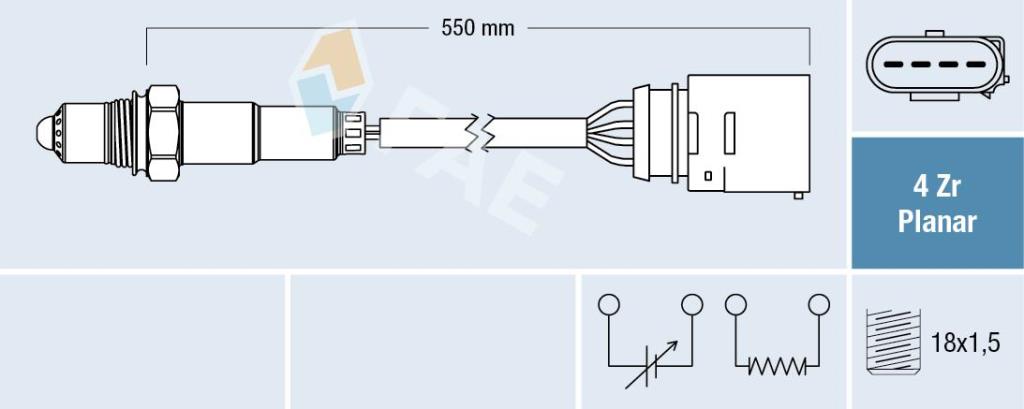 Sonde lambda (Sonde à oxygène) FAE ref. 77148
