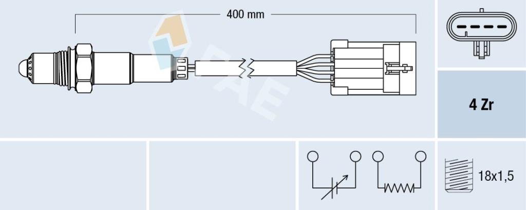 Sonde lambda (Sonde à oxygène) FAE ref. 77158