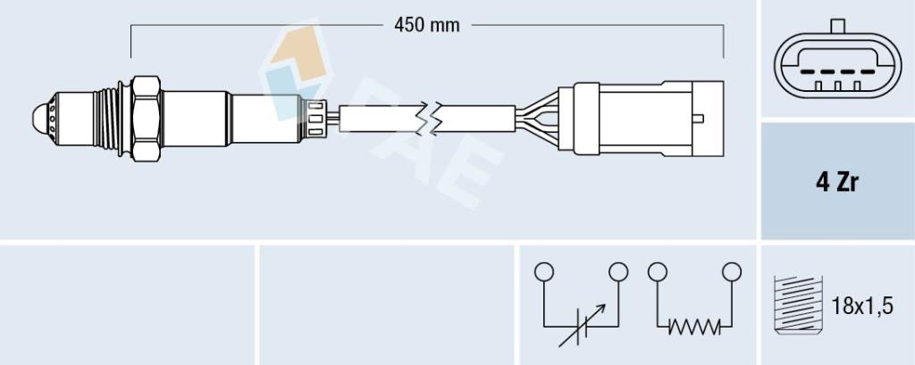 Sonde lambda (Sonde à oxygène) FAE ref. 77207