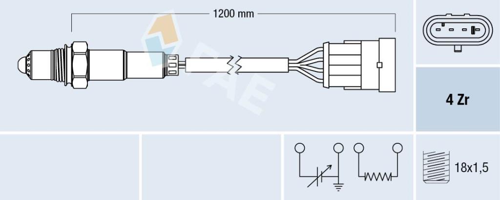 Sonde lambda (Sonde à oxygène) FAE ref. 77221