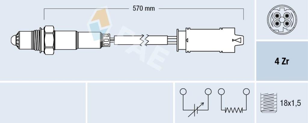 Sonde lambda (Sonde à oxygène) FAE ref. 77266