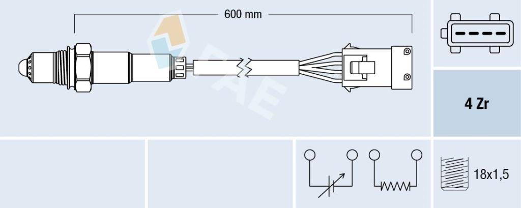 Sonde lambda (Sonde à oxygène) FAE ref. 77281