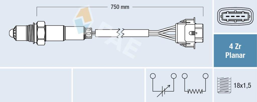Sonde lambda (Sonde à oxygène) FAE ref. 77308