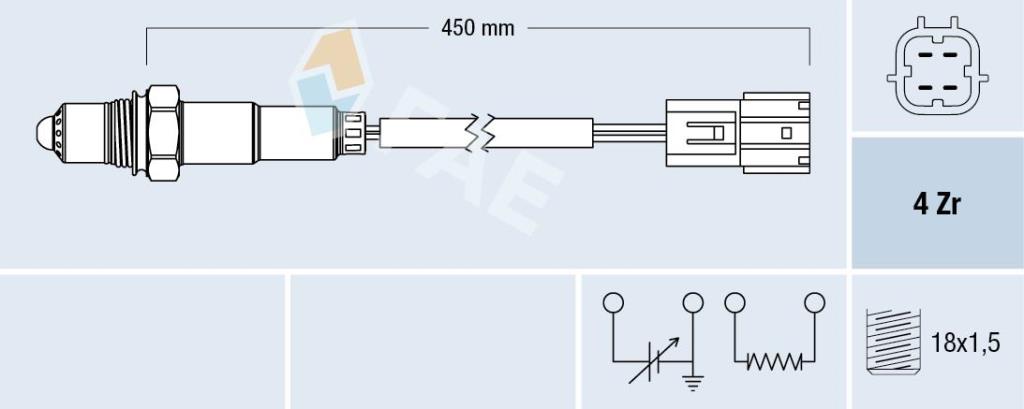 Sonde lambda (Sonde à oxygène) FAE ref. 77394