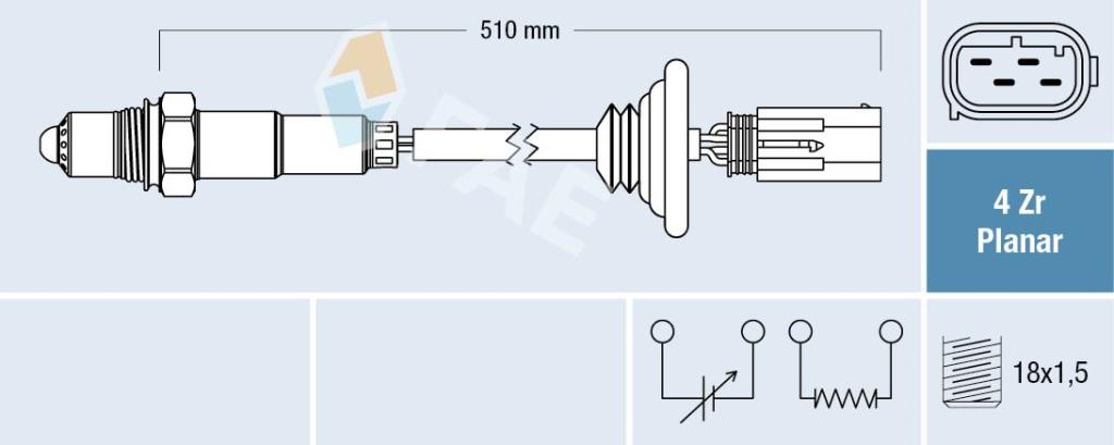 Sonde lambda (Sonde à oxygène) FAE 77428