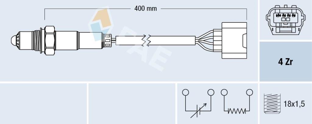 Sonde lambda (Sonde à oxygène) FAE ref. 77470
