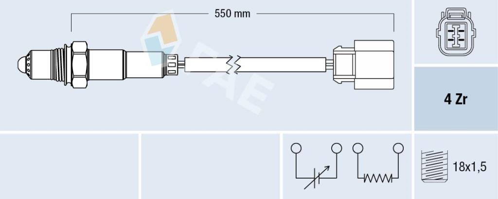 Sonde lambda (Sonde à oxygène) FAE ref. 77473