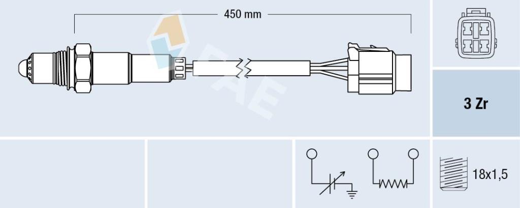 Sonde lambda (Sonde à oxygène) FAE ref. 77478