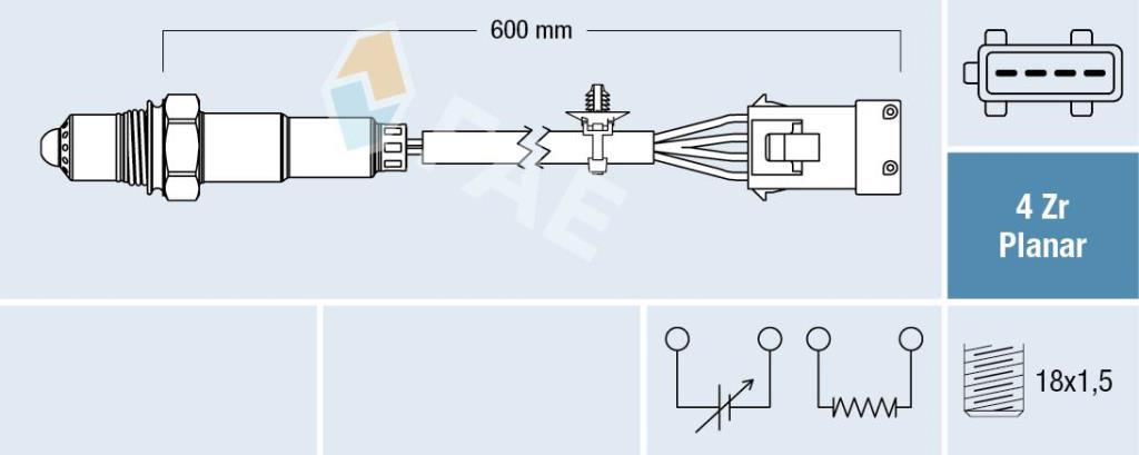 Sonde lambda (Sonde à oxygène) FAE ref. 77494