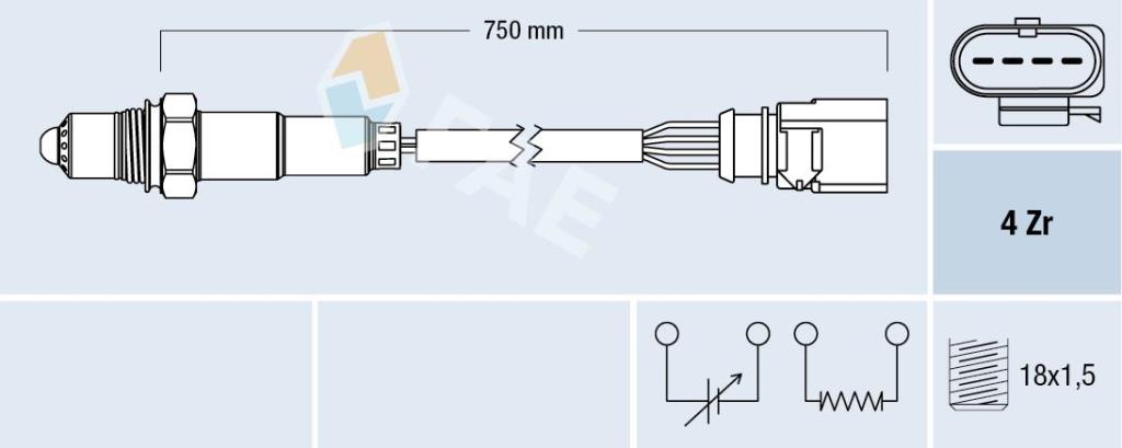Sonde lambda (Sonde à oxygène) FAE ref. 77508