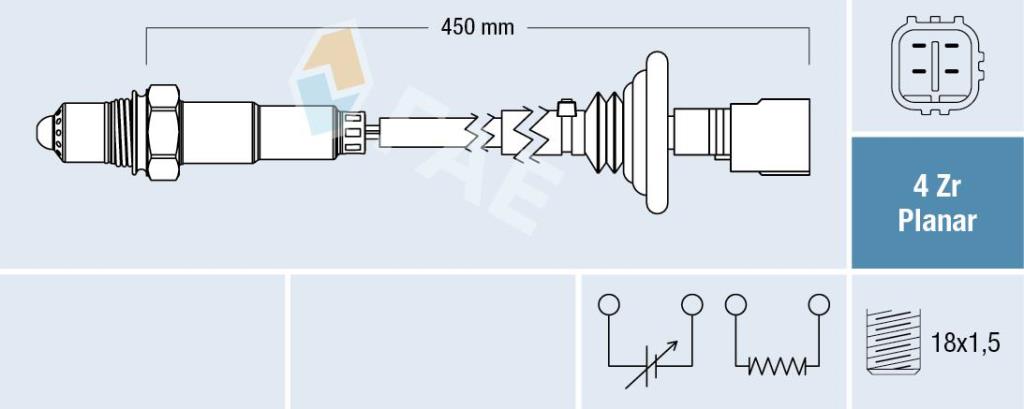 Sonde lambda (Sonde à oxygène) FAE ref. 77512