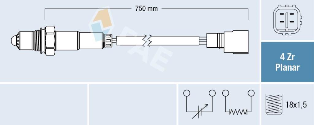Sonde lambda (Sonde à oxygène) FAE ref. 77514