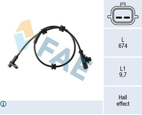 Capteur ABS (Capteur de vitesse de roue) FAE ref. 78454