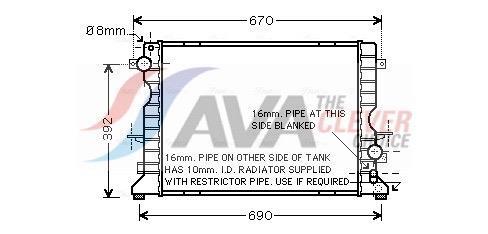 Radiateur moteur (Radiateur de refroidissement) AVA Deutschland GmbH ref. AU2184