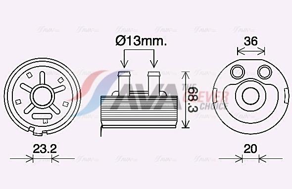 Radiateur d'huile moteur (Refroidisseur d'huile moteur) AVA Deutschland GmbH ref. DN3443