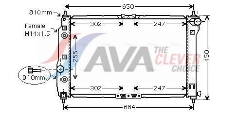 Radiateur moteur (Radiateur de refroidissement) AVA Deutschland GmbH ref. DWA2068