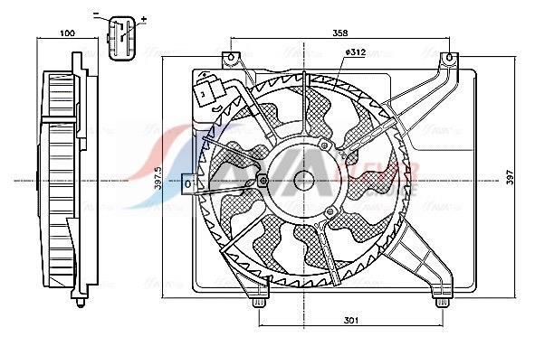Ventilateur de refroidissement du moteur (Motoventilateur) AVA Deutschland GmbH HY7604