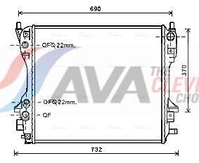 Radiateur moteur (Radiateur de refroidissement) AVA Deutschland GmbH ref. JR2049