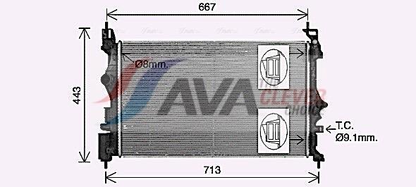 Radiateur moteur (Radiateur de refroidissement) AVA Deutschland GmbH ref. OL2699