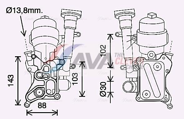 Radiateur d'huile moteur (Refroidisseur d'huile moteur) AVA Deutschland GmbH ref. OL3686H