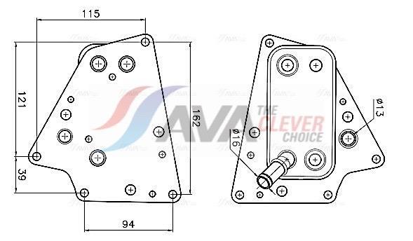 Radiateur d'huile moteur (Refroidisseur d'huile moteur) AVA Deutschland GmbH ref. OL3748